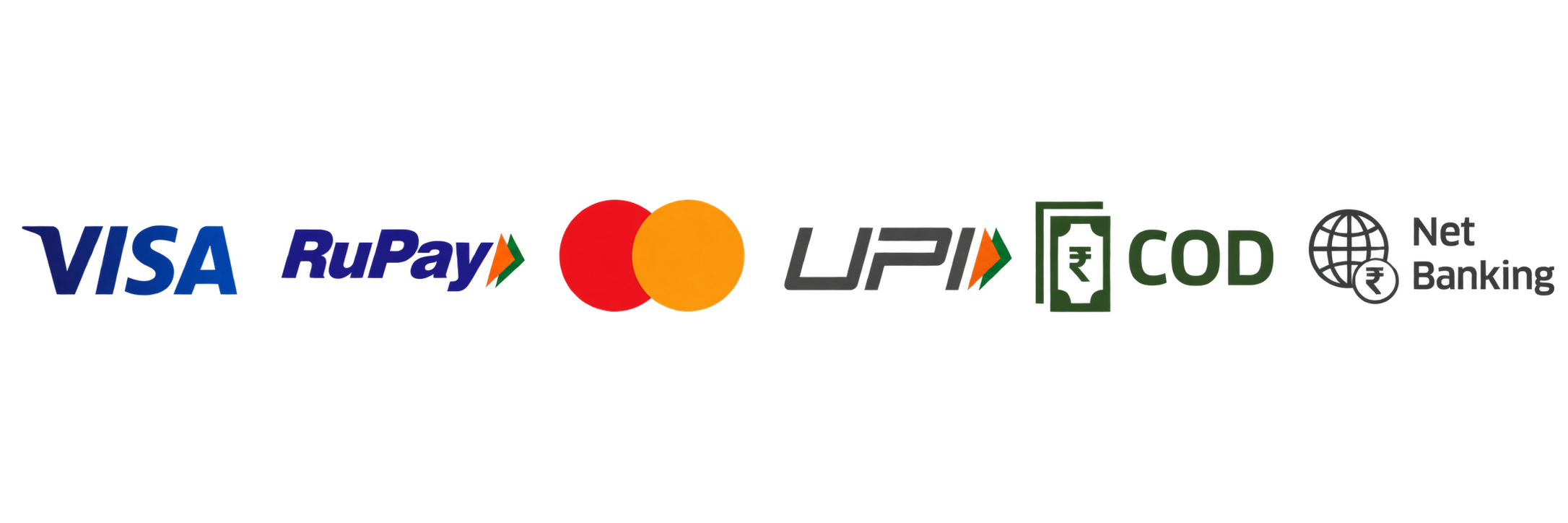 Payment options: Visa, RuPay, Mastercard, UPI, Cash on Delivery and Net Banking